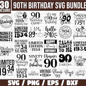 90e verjaardag SVG-bundel, 90 And Fabulous SVG, het duurde 90 jaar om er zo goed uit te zien SVG, hallo 90, Cheers To 90 Years Svg, Hello Ninety Svg