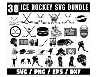 30 ishockey SVG-paket: hjälm, klubba, puckclipart, sportdesigner, hockey PNG-paket, hockeyclipart, ishockeyklippfil