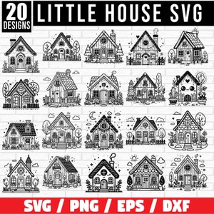 Little House Svg Bundle, Roof House Svg, House Outline svg, Floral house SVG, Tiny house Svg, Scandinavian house SVG, cut file for cricut