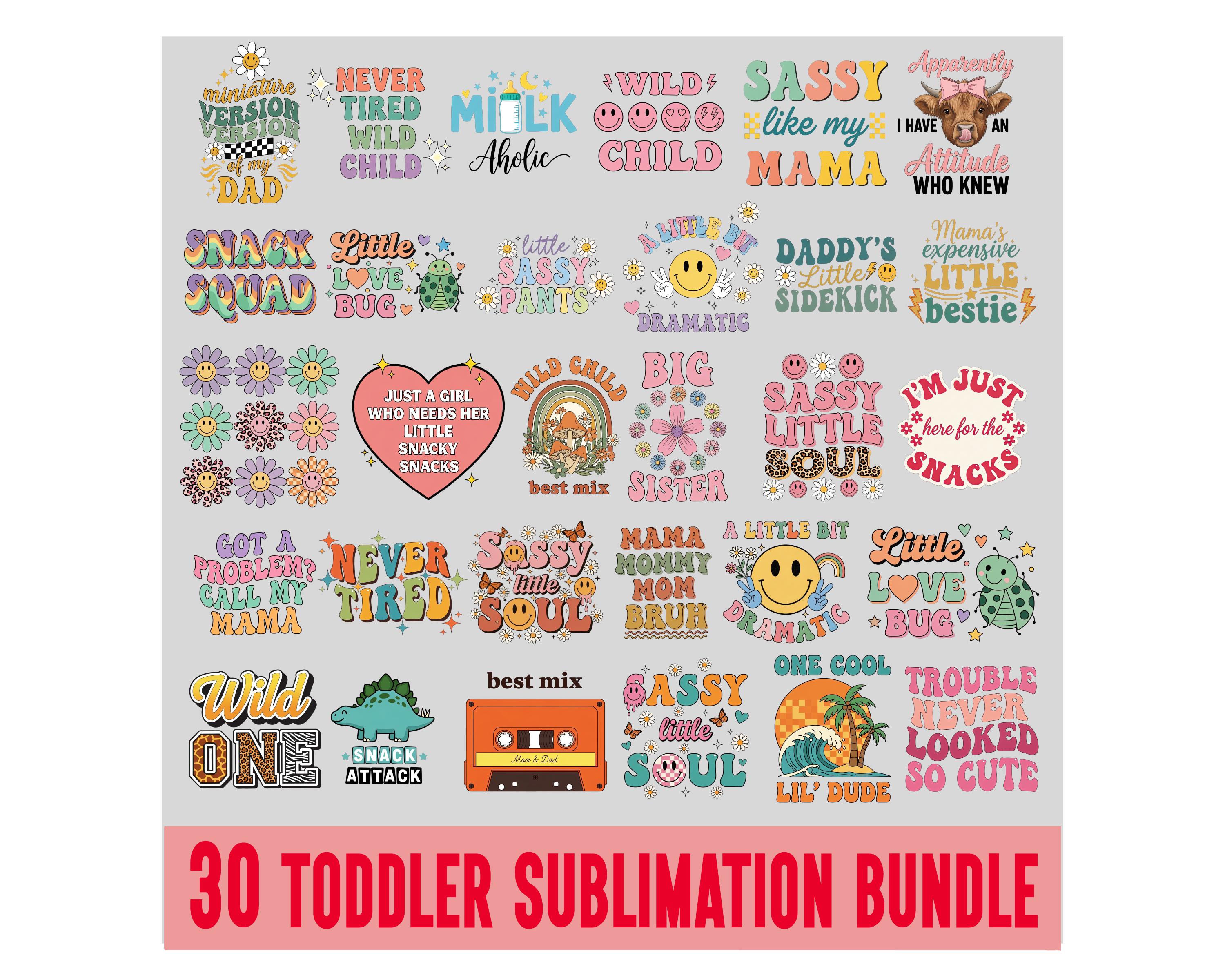 Retro Toddler PNG Bundle, Toddler Sublimation Bundle PNG, Funny Kids ...