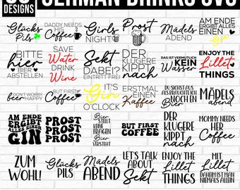 Paquete de bebidas alemanas, Wein svg alemán, Lillet, Bier Sprüche svg alemán, Cricut, refranes alemanes svg, Aperol svg, Alcohol svg, Café svg