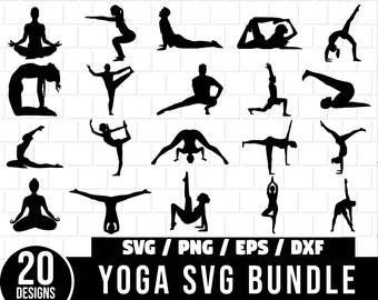 Paquete SVG de yoga, imágenes prediseñadas de yoga, paquete PNG de yoga, archivos de corte svg de yoga para crciut, silueta de yoga, Namaste Svg, Yoga Pose svg