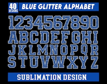 Zestaw Blue Glitter Sport Alphabet Png, Niebieskie i srebrne litery alfabetu i cyfry Zestaw clipart, Błyszczące niebieskie litery Png, Sztuczne cekiny