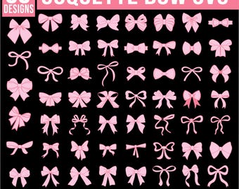 Coquette Ribbon Bow SVG Bundle, Boho Ribbon Svg, Bow Tie SVG, Bow outline SVG, Hand drawn bow, Girlie pink Hair bow svg, Coquette Bow Svg