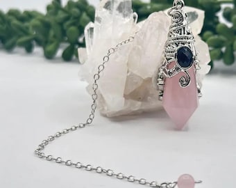 Rose Quartz Crystal Pendulum, Antique Vintage Inspired, Reiki Infused Divination