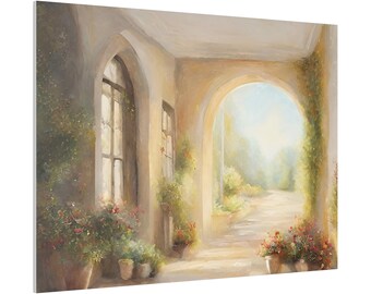 Toile mate de différentes tailles (paysage), nature dans un manoir de campagne, tableau printanier, oeuvre d'art murale pour salon/chambre à coucher, cadeau de décoration intérieure