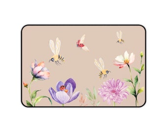 Tapis de Souris avec design fleuri - Nature, fleurs - Tapis de Bureau style Peinture à l’aquarelle-Cadeau de bureau -3 tailles-Mauve terreux