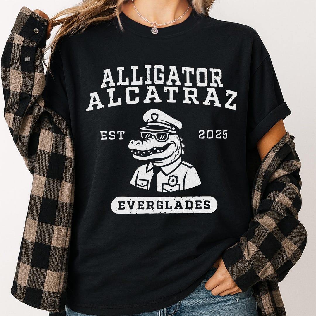 Alligator Alcatraz Funny Parody T-Shirt – Everglades Florida Fan – Gildan V1