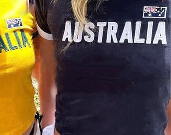 Australia Jersey Y2K Baby Tee Shirt, Football Retro Jersey Soccer Shirt, Y2k Shirt Clothing Aesthetic Grunge Tops Tshirt Downtown Girl