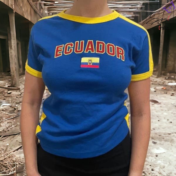 Ecuador Y2K Baby T-Shirt Jersey Shirt, Fußball Retro Jersey Fußball Shirt, Y2k Shirt Kleidung Ästhetische Grunge Tops Tshirt Sommer Crop Top