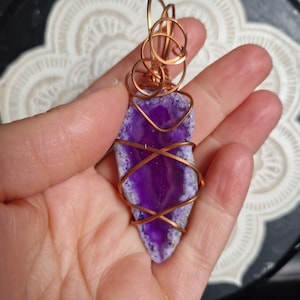 Purple Agate Pendant Crystal Pendant For Her Natural Gemstone Witchy Natural Stone For Her Wire Wrapped Witchy Healing Stone