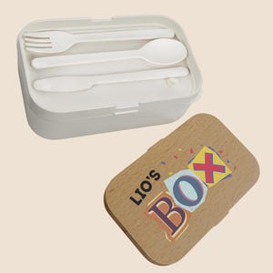 Personalisierte Brotdose mit Unterteilung, Lunchbox mit Name für Kindergarten, Schule, Picknick, Geschenkidee zur Einschulung und Geburtstag