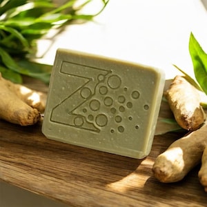 Handmade Ginger Lemongrass Goat Milk Soap: French Green Clay, Nourishing 5oz Bar