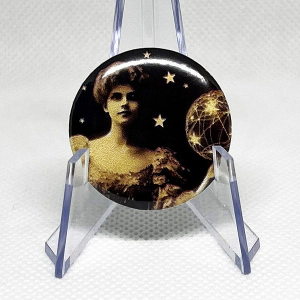 Vintage & Strange | Lady of the Stars - 1.25" Pinback Button | Old Photography Vintage Photos