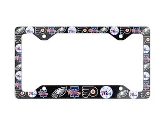 Moldura de placa de metal Philadelphia Sports com fundo preto