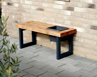 Garden bench/Solid wood bench/Bench with flower box/Modern bench