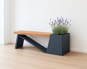 Gartenbank/Holzbank/Moderne Bank/Bank mit Blumenkasten