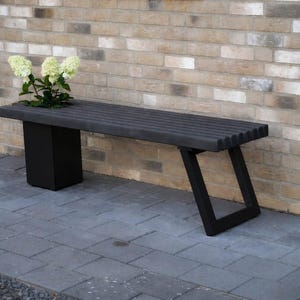 Solid wood bench with flower box/Modern garden bench Anthrazit-schwarz