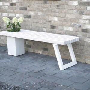 Solid wood bench with flower box/Modern garden bench Weiß-weiß