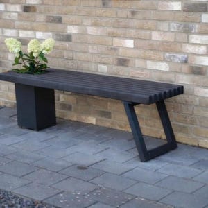 Solid wood bench with flower box/Modern garden bench Anthrazit-anthrazit