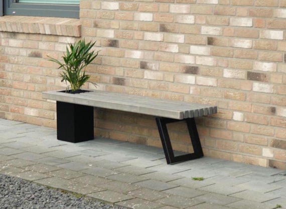 Massivholzbank mit Blumenkasten/Moderne Gartenbank
