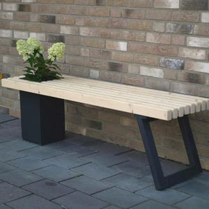 Solid wood bench with flower box/Modern garden bench Farblosöl-anthrazit