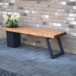 Gartenbank/Moderne Sitzbank/Massivholzbank mit Blumenkasten/Holzbank/ Bank