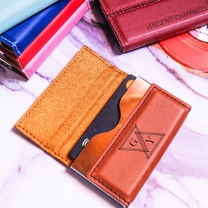 Titular de tarjeta de visita personalizado, Titular de tarjeta de visita, Titular de tarjeta de cuero, Cartera de tarjeta de cuero, Titular de tarjeta de cuero minimalista, Regalo de Navidad
