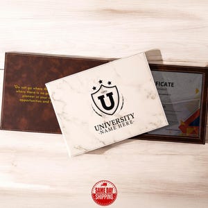 Universitäts-Logo-Zertifikatshalter, personalisierter Zertifikatshalter, Abschlussgeschenk, Diplom-Inhaber, benutzerdefinierter Leder-Zertifikatshalter