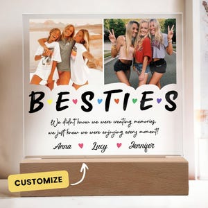 Besties Night Light, Best Friend Gift, Personalised gift for Bestie, Best Friend Birthday Gift, Christmas Gift for BFF, Custom Name