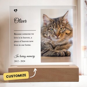 Cat Memorial Night Light, Custom Pet Plaque, Pet Night Light, Custom Cat Photo, Pet Memorial Frame, Gifts for Pets, Cat Dog Loss Gift