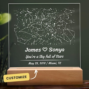 Personalisierte Sternbild Karte, Sternbild Karte, Geschenk für Paare, Geschenk für Verlobte, personalisierte Karte, Nachtlichter