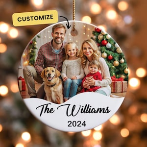 Familien Bild Personalisierte Weihnachten Ornament, Familien Name, Benutzerdefinierte Foto Ornament, Familien Erinnerung, Weihnachtsdekor 2024, Wohnkultur
