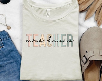 Custom Name Teacher Shirt, New Teacher Appreciation Gift From Student, Back To School Elementary Teacher Tshirt, Cute Personalized Teacher T