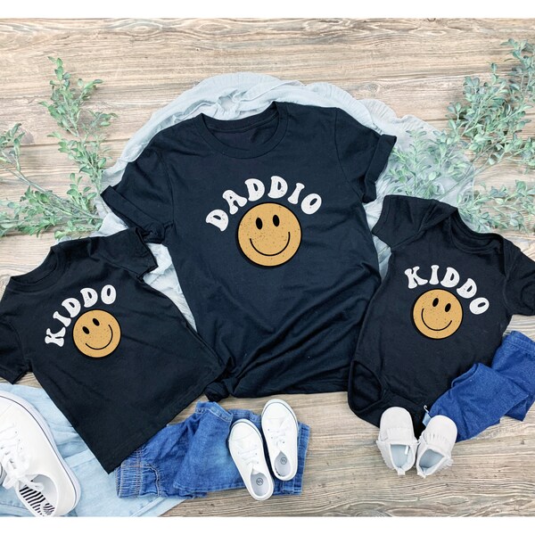 Custom Dad Kid Name Shirt, First Time Dad Fathers Day Gift, Daddy and Me Matching Shirts, Daddio and Kiddo, Dad and Baby Coordinating Outfit