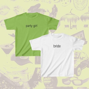 Brat Bachelorette Shirt, Bratchelorette, Bride Y2K Baby Tee, Lime Green Brat Crop Top, Custom Brat Baby Tee, Party Girl Disco Bachelorette