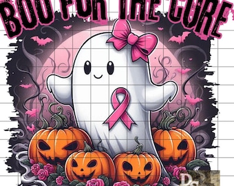 Boo For The Cure Ghost Breast Cancer Awareness/Support PNG,