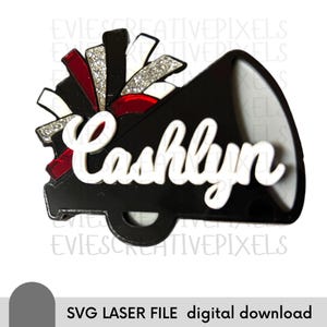 Cheer Pom Megaphone SVG Laser Cut File: Custom Ornament Design