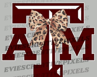 Texas A&M mit Wasserfarben Leopardenmuster Schleife Aggie Spirit PNG