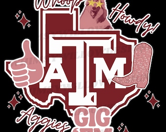 Texas A & M Aggie Spirit PNG: Gig &#39;Em Design (Digitaler Download)