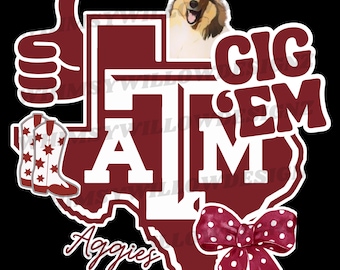 Aggie Pride PNG: Texas A&M Spirit Art - Reveille, Schleife, Stiefel (Digitaler Download)