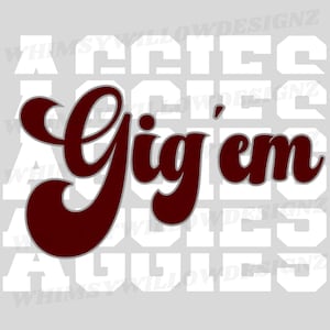 Texas AM Aggies Gig&#39;Em Design: College Spirit PNG (Digital Download)