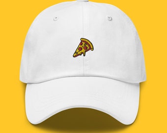Embroidered Pizza Hat. Minimalistic Scandinavian Style. Adjustable Hat. Several Colors. Pizza Gift.