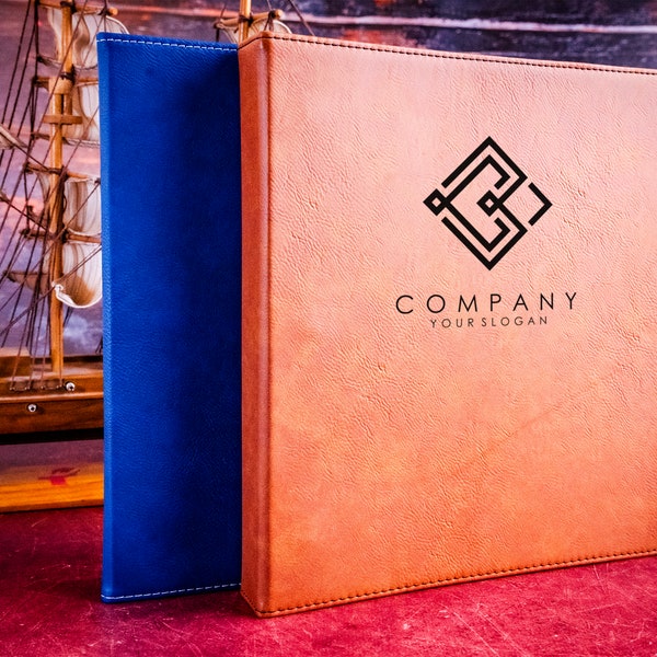 Personalized Company Binders, Custom Logo Engraved Binder, Company Gifts, Leather File Holder, Gift for Boss, Coworker Gift, Corporate Gift