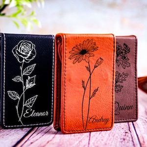 Birth Flower Manicure Set, Personalized Leather Manicure Organizer, Customed Manicure Set, Birth Month Flower Manicure Set, Travel Nail Kit