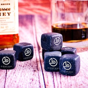 Company Logo Whiskey Stone Set, Custom Whiskey Stone Set, Whisky Cooling Stones,  Chilling Stones, Personalized Office Gift, Gift For Boss