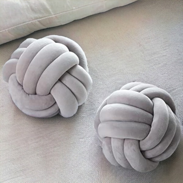 Handmade Knot Ball Pillow -  Decorative Cushion for Modern Home Decor, Soft Plush Knot Throw Pillow, Available in Various Colors