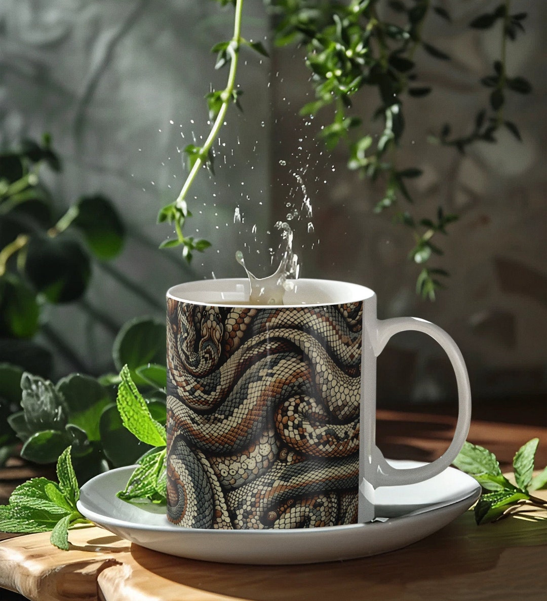 Trendy Design Coffee Mug, Snake Cute Mug, Ai Art Mug, Tea Bagging Mug, Designer Coffee Mug ...