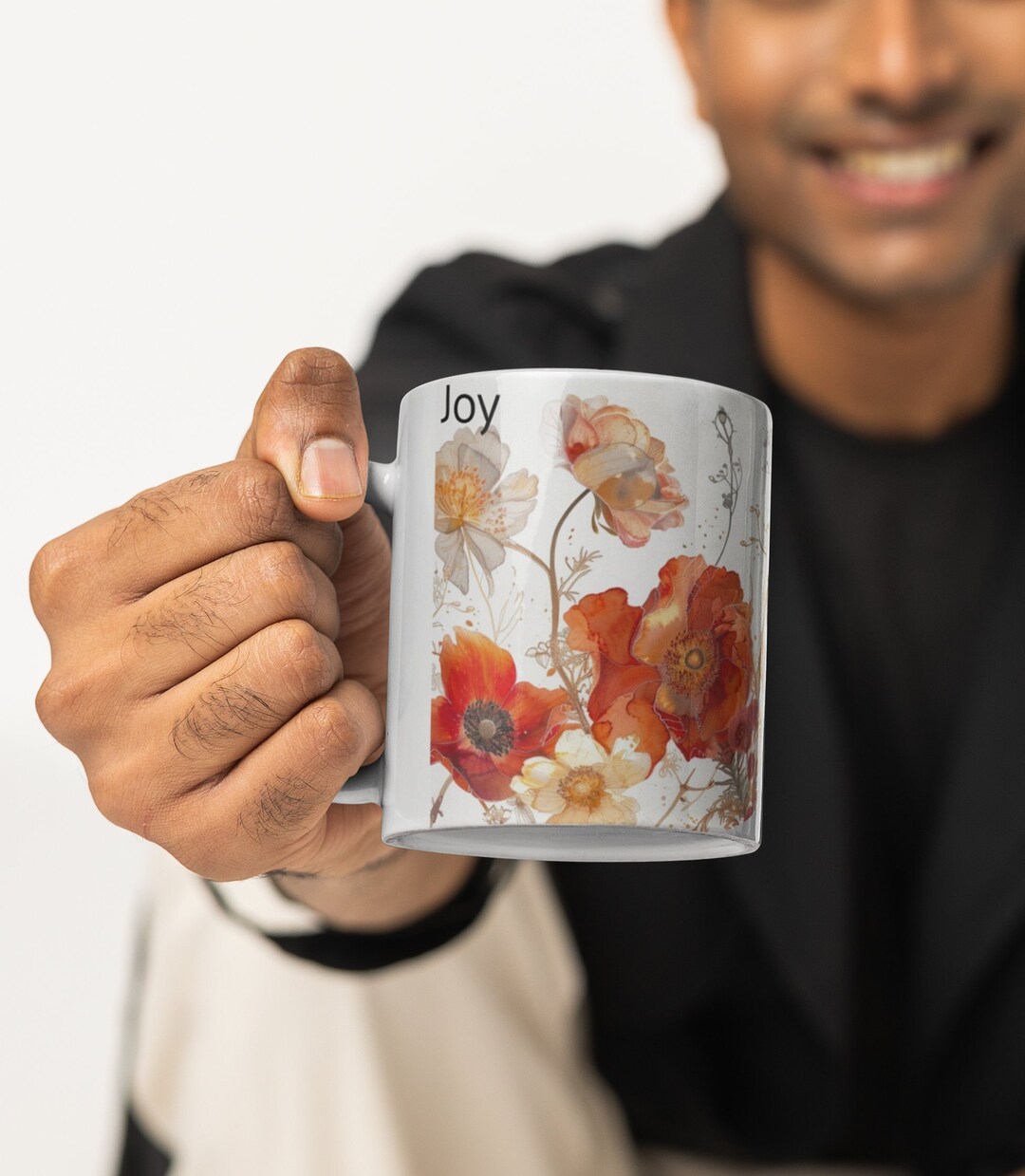 Joy Flower Coffee Mug, Personal Mug, Gift for Her, Pressed Flowers Mug ...