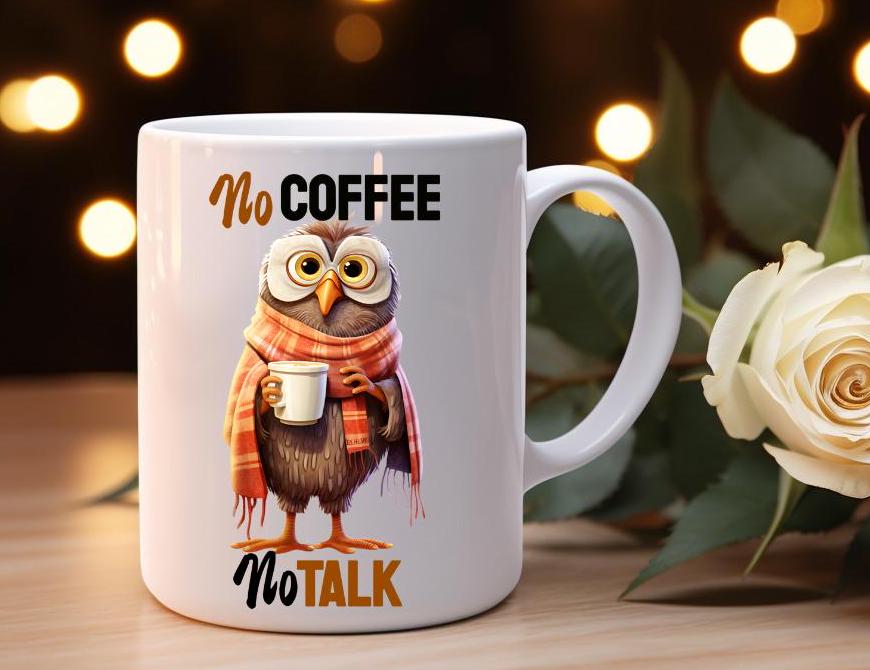 No Coffee No Talk Owl Coffee Mug, cute owl Coffee Mug, Cute Bird Coffee Mug, Cute Owl Mug, Owl Lover